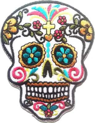 Obrázek produktu pro Skull Skeleton - nášivka, nažehlovací nášivka, aplikace, nášivky, nažehlovací, Velikost: 6,5 x 8,7 cm