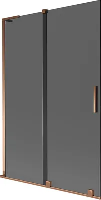 Produktbild von Mexen Velar L Badewannenfaltwand 2-flügelig verschiebbar 120 x 150 cm, grafit, Roségold - 896-120-003-41-60