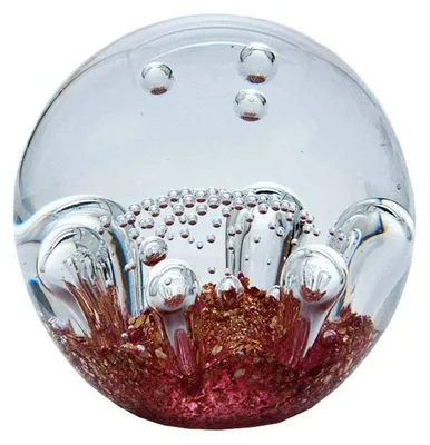 Glaskugel 9,5 cm gold/rosa – Briefbeschwerer