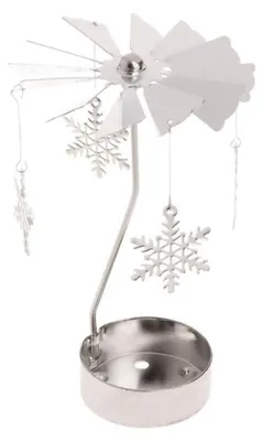 Produktbild von Kerzenhalter Karussell Metall Schneeflocke drehend Teelicht Ornament Geschenk