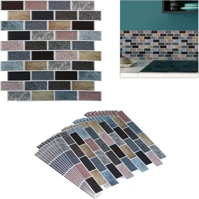 Image de Lot de 10 autocollants muraux en pierre pour carrelage
