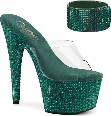 Produktbild von BEJEWELED-712RS Damen Slipper von Pleaser, Transparent Grün , EU 38, US 8