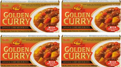 Produktbild von 4er Pack S&B GOLDEN CURRY Japanisches Curry Mix in Würfel (4x 220g) MILD
