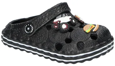 Produktbild von American Club NH204, Kinder Clogs EVA leicht Badeschuhe mit Ansteckern bequem, Schwarz 25