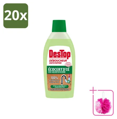 Produktbild von 20 x DesTop Biologischer Abflussreiniger - Eucalyptusduft - 500 ml - Sparpackung - 20 Stücke