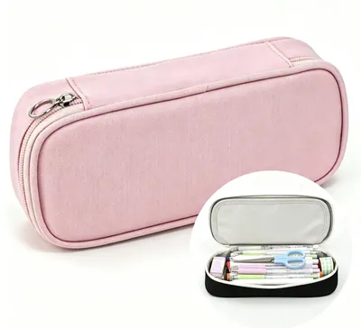Produktbild von Federmäppchen Federtaschen Mäppchen Etui Stifte, Große Kapazität Pencil Case, Großes Federmäppchen Tasche Halter Schrein Zippered Desk Rosa