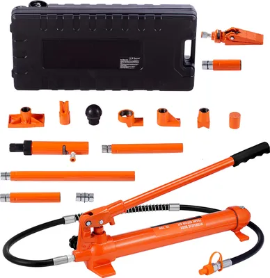 Obrázek produktu pro SucceBuy 10tunová sada porta power, hydraulický válec s čerpadlem, zvedák s olejovou hadicí 4,6 ft/1,4 m, nástroj na opravu ohnutých rámů s úložným kufříkem pro auto