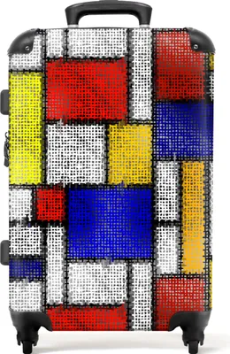 Produktbild von NoBoringSuitcases.com® Großer Koffer - Muster - Kunst - Mondrian - abstrakt - Kombinationsschloss TSA - Hartschalen Trolley 4 Rollen - 72 liter - Reisekoffer - 66 cmKoffer Mittelgroß 67x43x25 cm, 72L,