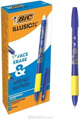 Zdjęcie produktu dla BIC Illusion, Spinacz, Długopis, Możliwość ponownego napełnienia, Niebieski, 12 szt., Średni