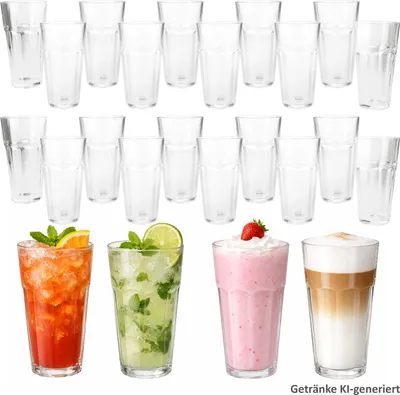 Zdjęcie produktu dla 24 szklanki Queen Latte Macchiato 300 ml, sztaplowane, koktajlowe szklanki do wody