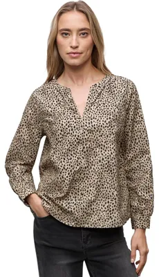 Productafbeelding van Street One corduroy top met luipaardprint, zandbeige kleur, maat 44