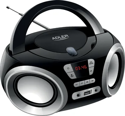 Image de Adler AD1181 Boombox Radio/CD/MP3 Player, USB, FM, Portable, LCD, Noir