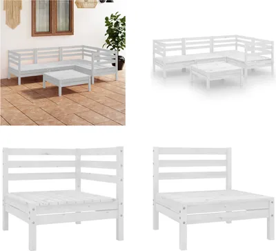 Produktbild von vidaXL 5 tlg. Garten Lounge Set Massivholz Kiefer Weiß - Garten-Lounge-Set - Garten-Lounge-Sets - Palettensofa-Set - Palettensofa-Sets