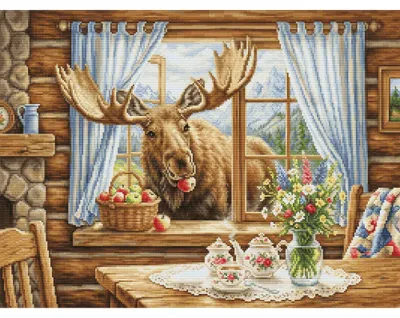 Productafbeelding van Luca-S Kreuzstich Stickpackung "Unerwarteter Hüttenbesucher ", Zählmuster, 43x32cm
