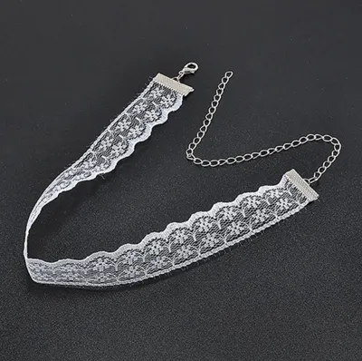 Produktbild von Frauen Retro Halsband Boho Blumenmuster Spitze Gothic Punk Kragen Halskette Geschenk-Weiß