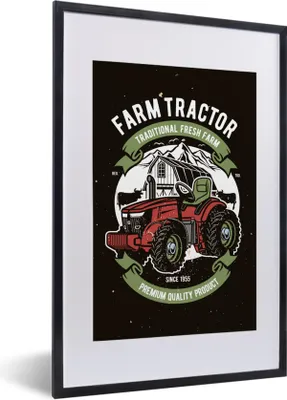 Produktbild von MuchoWow® MuchoWow® Gerahmtes Poster Traktor - Bauernhof - Retro 40x60 cm - Poster mit zchwarzem Bilderrahmen - Poster in Rahmen