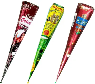 Imagen del producto de Juego de 3 conos de henna natural para tatuajes