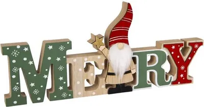 Obrázok produktu pre Nápisy - Merry - so škriatkom - cca 29,5 x 2,5 x 12,5 cm
