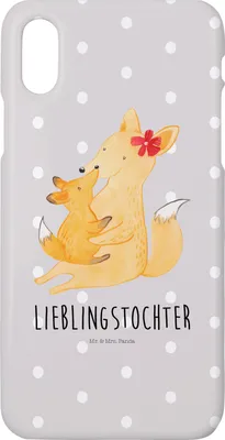 Produktbild von Mr. & Mrs. Panda Iphone 10 Handyhülle Fuchs Mama - Grau Pastell - Geschenk, Mutter, Schoß, Hülle, Muttertag, Handy, X, Umarmen, Cover