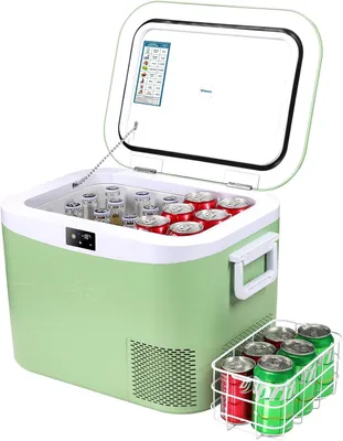 Zdjęcie produktu dla Lodówka samochodowa BINGI, pojemność 18 litrów, przenośna, zasilana 12/24 V DC i 230 V AC, mini lodówka do samochodu, ciężarówki, na kemping, do kampera i do użytku domowego