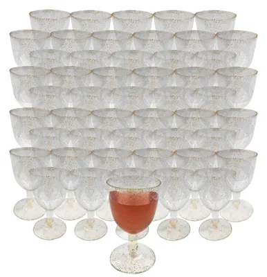 Imagen del producto de Copa de vino de plástico dorado - 1 pieza - reutilizable - impermeable - ligera - duradera - vaso de plástico