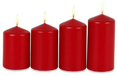 Produktbild von Adventskerzen rot 4er Stumpenkerzen Weihnachtskerze Stufenkerzen Stumpen Kerze