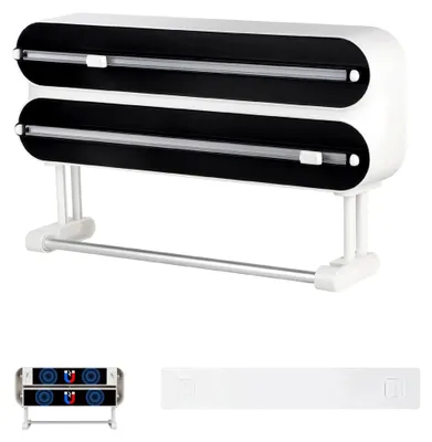 Produktbild von Wandrollenhalter Küche 3-in-1 Frischhaltefolienspender, magnetischer Küchenrollenhalter, Frischhaltefolienschneider, Alufolienspender, Papierrollenhalter