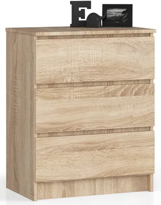 Zdjęcie produktu dla Komoda AKORD K60 Dąb Sonoma 60 cm 3 szuflady kolor Dąb Sonoma mat 60x40x77 cm