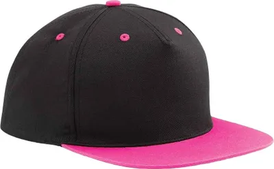 Productafbeelding van Beechfield - Snapback pet met 5 segmenten, model PC6564 (one size) (zwart/fuchsia)