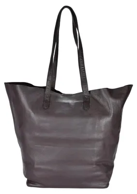 Productafbeelding van Beocca leren shopper tas, gemaakt van plantaardig gelooid leer, ruim genoeg voor zowel werk als vrije tijd, shopper, handgemaakt, donkerbruin