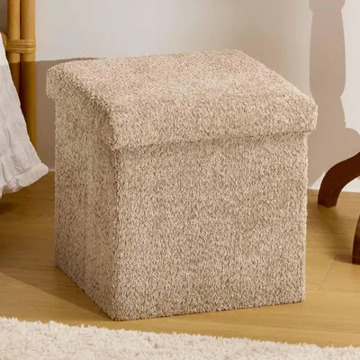 Image de Eazy Living Bouclé Pouf + boîte de rangement Eden Taupe