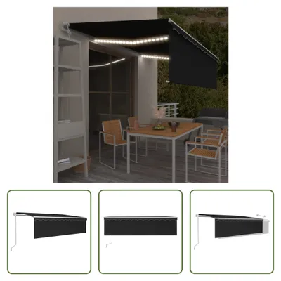 Produktbild von The Living Store Markise Automatisch mit Rollo LED Windsensor 5x3m Anthrazit