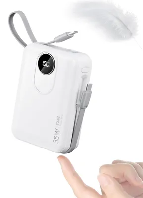 Immagine prodotto di Power bank da 20.000 mAh con cavi integrati: batteria esterna con ricarica rapida da 22,5 W
