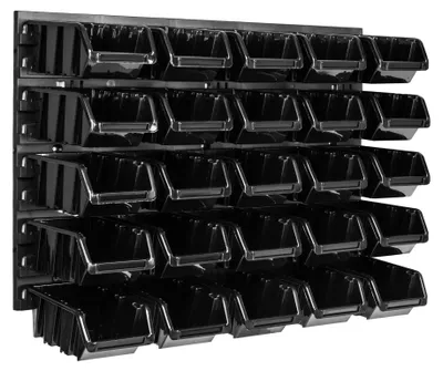 Immagine prodotto di Pannello portattrezzi - Organizer per officina - Montaggio a parete - 58 x 39 cm - 25 contenitori portaoggetti