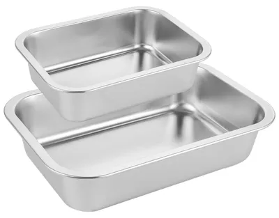 2er-Set Auflaufformen Edelstahl 32x22 & 27x20 cm