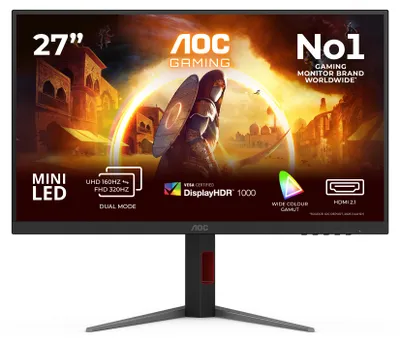 Obrázok produktu pre AOC G4 U27G4XM, 68,6 cm (27"), 3840 x 2160 px, 4K Ultra HD, LED, 1 ms, Čierna, Červená