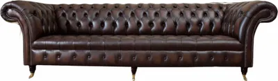 Zdjęcie produktu dla Sofa skórzana Sofa 4-osobowa Luksusowe klasyczne skórzane sofy Chesterfield