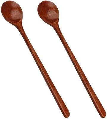 Zdjęcie produktu dla Łyżka drewniana 27,6 cm, ręcznie wykonana, o okrągłym kształcie, z długą rączką, do mieszania i gotowania