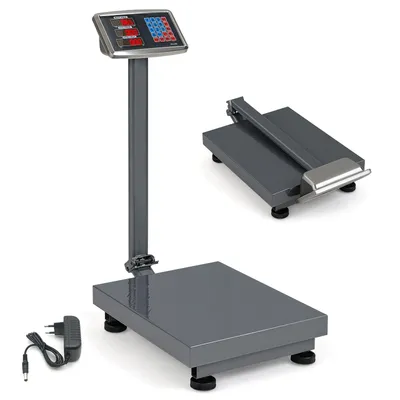 Image de COSTWAY Balance plateforme numérique 300kg/50g, balance pour colis avec calculateur de prix LB/KG, balance multifonctionnelle pour magasin, balance numérique commerciale argentée