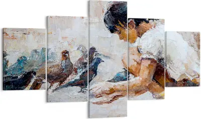 Produktbild von Bild auf Leinwand - Leinwandbild - Kind Vogel Karma - 125x70cm - Wand Bild - Wanddeko - Wandbilder - Leinwanddruck - Bilder - Kunstdruck - Wanddekoration - Leinwand bilder - Wandkunst - EA125x70-3417