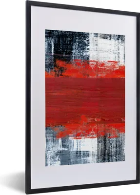 Produktbild von MuchoWow® Gerahmtes Poster Gemälde - Abstrakt - Rot - Öl 40x60 cm - Poster mit Schwarzem Bilderrahmen Wandposter Rahmen Foto Bilder - Poster in Rahmen