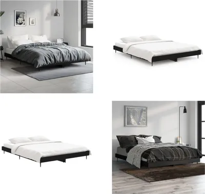 Obrázek produktu pro vidaXL Rám postele černý 135x190 cm materiál na bázi dřeva - Rám postele - Rámy postelí - Postelový rám - Postel