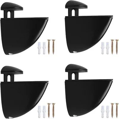Image de Supports réglables pour plaques de verre, noirs, lot de 4