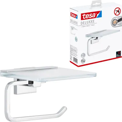 Produktbild von tesa Deluxxe Toilettenrollenhalter mit Ablage silber