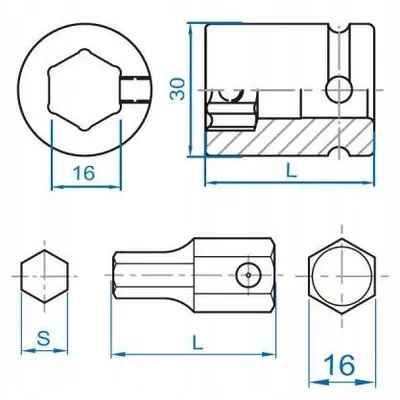 Produktbild von King Tony Schlagschrauber-Adapter 1/2" für 16mm Bits