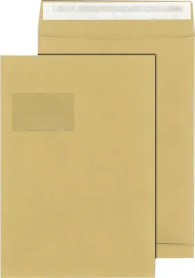 Produktbild von MAILmedia Faltenversandtasche C4 mit Fenster natron braun 100 Versandtaschen