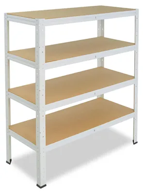 Image de shelfplaza HOME 100x100x30 cm Étagère charges lourde en blanc avec 4 étagères et une capacité de charge de 175 kg par étagère