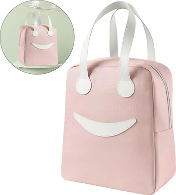 Produktbild von Tragbare Isoliertasche, niedliche Picknicktasche für draußen, Kühlakku, Aufbewahrungstasche, 1 Stück (rosa, große Größe)