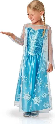 A young girl wearing an Elsa costume from Frozen, posing with her hand outstretched.