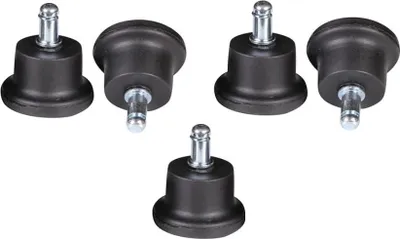Produktbild von 5x Fußgleiter 11mm Stift Hartbodenrollen Fußgleiterset für Bürostuhl Hartböden und Teppich Farbe: schwarz